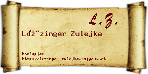 Lézinger Zulejka névjegykártya